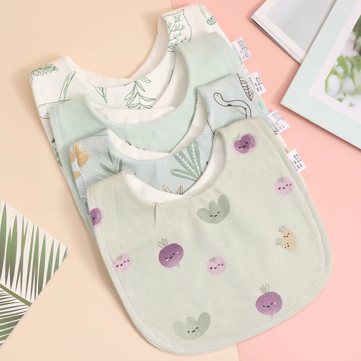 4-Pack Organic Cotton Baby Bandana Bib Set – Soft Absorbent Drool & Feeding Bibs