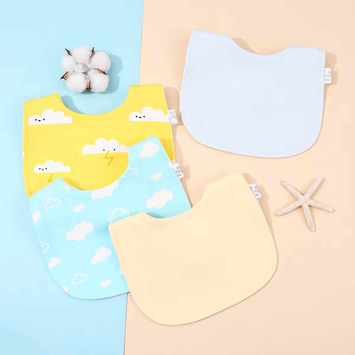 4-Pack Organic Cotton Baby Bandana Bib Set – Soft Absorbent Drool & Feeding Bibs