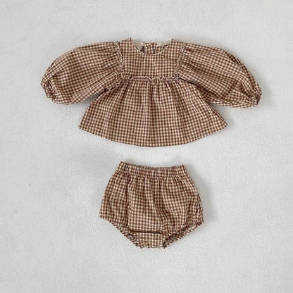 Baby Girl Plaid Bloomer Set
