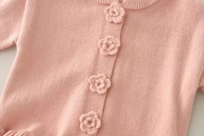 Baby Girl Floral Knit Outfit – 3-Piece Set