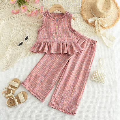 Girls Plaid Summer Outfit – Cute 2-Piece Set