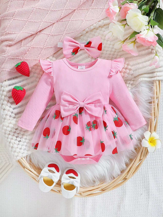Strawberry Tutu Romper Dress