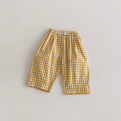 Boys Plaid Casual Pants – Elastic Waist Spring Trousers