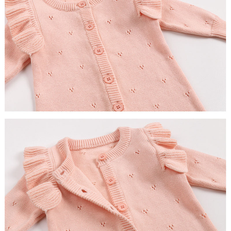 Baby Girl Knit Romper – Soft, Cozy & Easy to Dress - Pink