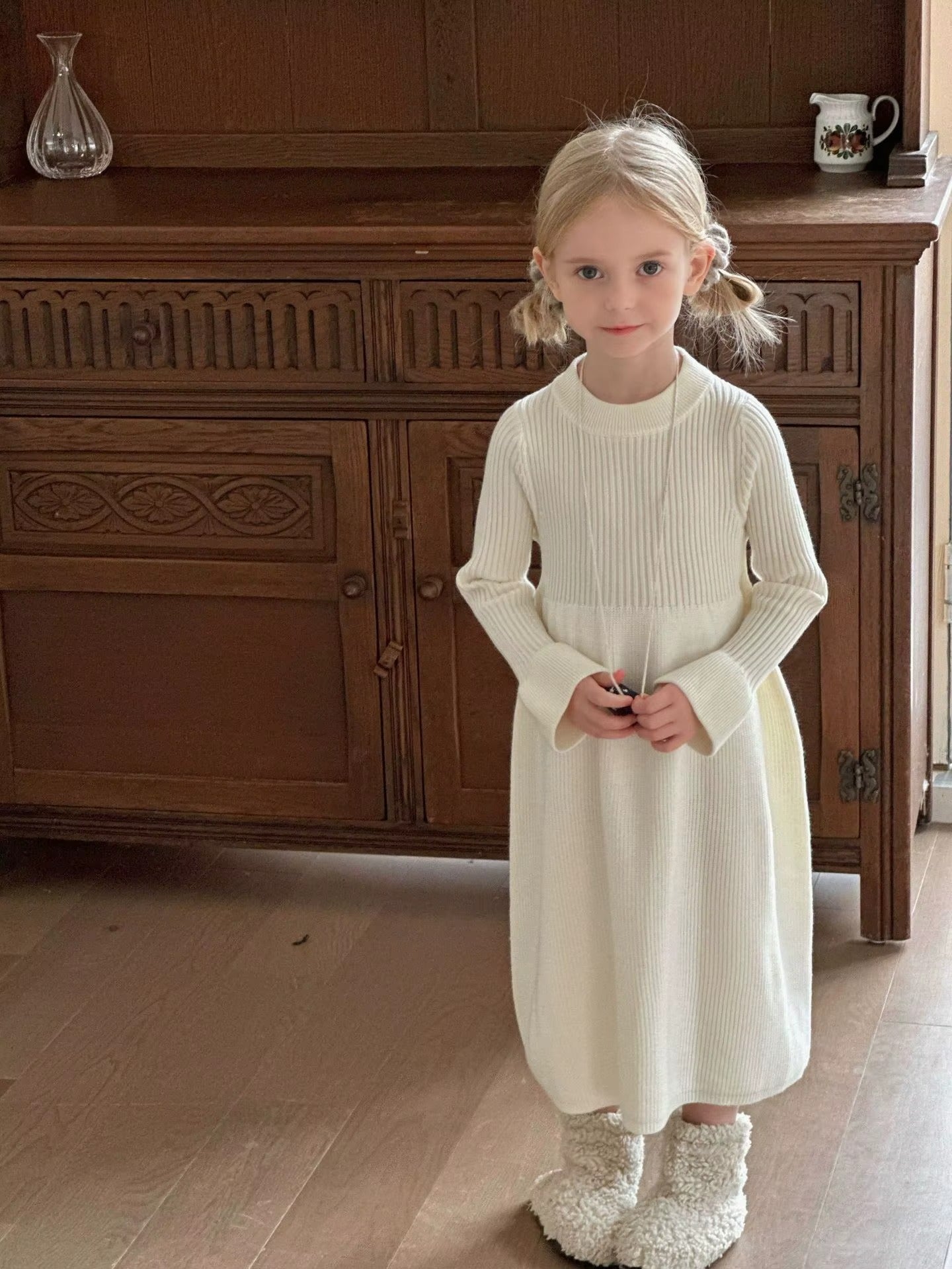 Girls Knit Sweater Dress – Long Sleeve Princess Dress