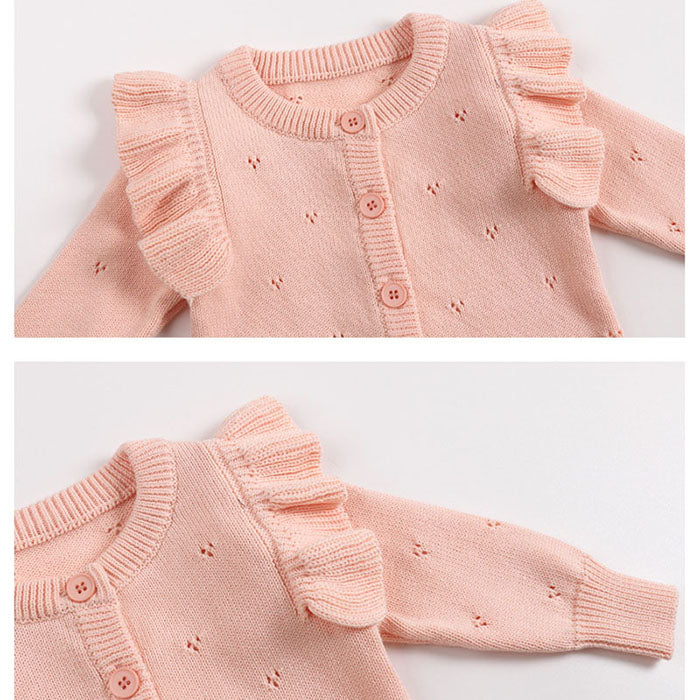 Baby Girl Knit Romper – Soft, Cozy & Easy to Dress - Pink