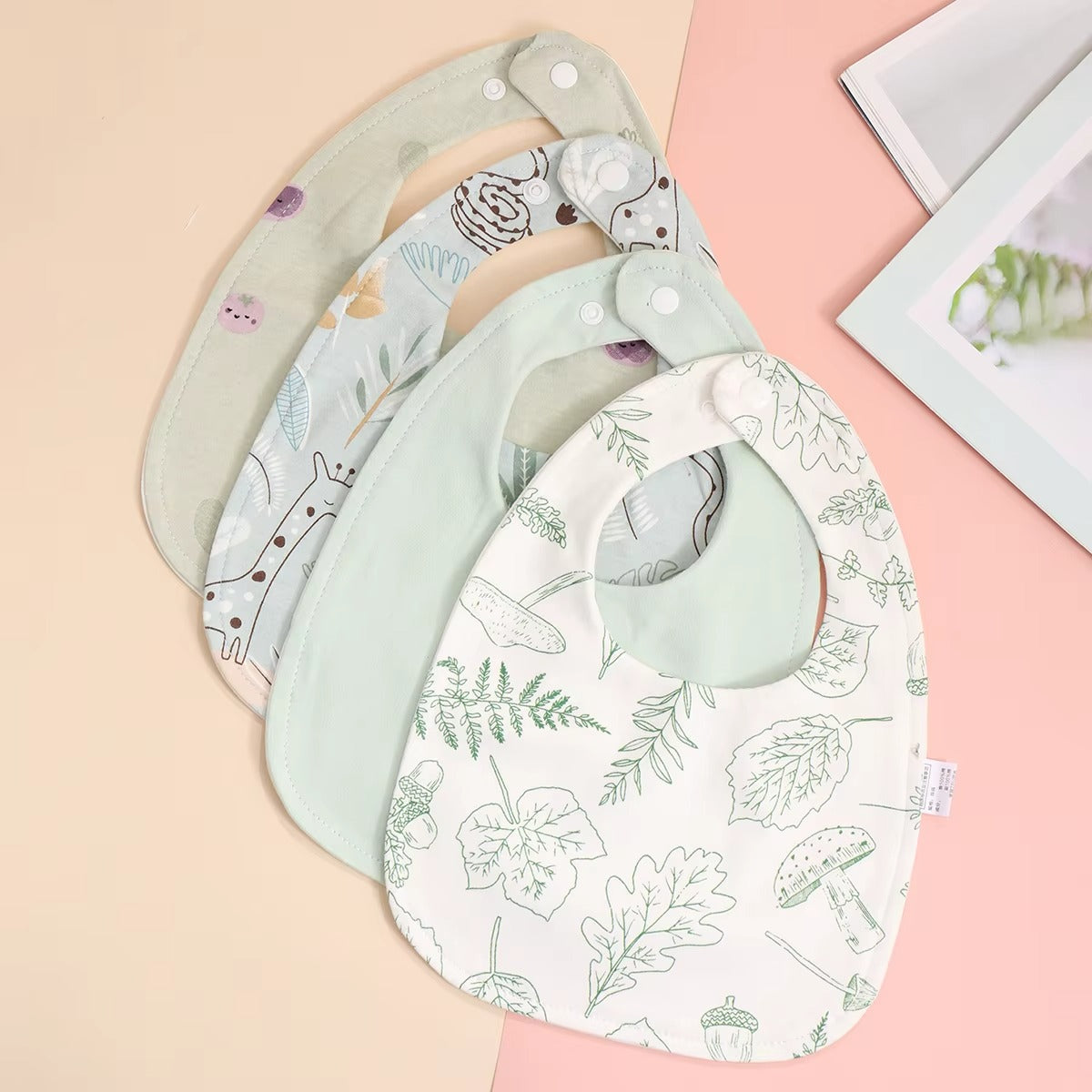 4-Pack Organic Cotton Baby Bandana Bib Set – Soft Absorbent Drool & Feeding Bibs