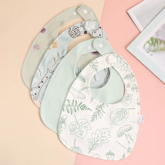 4-Pack Organic Cotton Baby Bandana Bib Set – Soft Absorbent Drool & Feeding Bibs