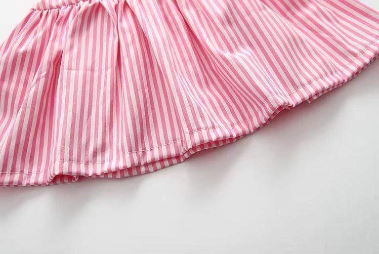 Baby Girl Striped Bow Dress Set – Summer Sleeveless Dress