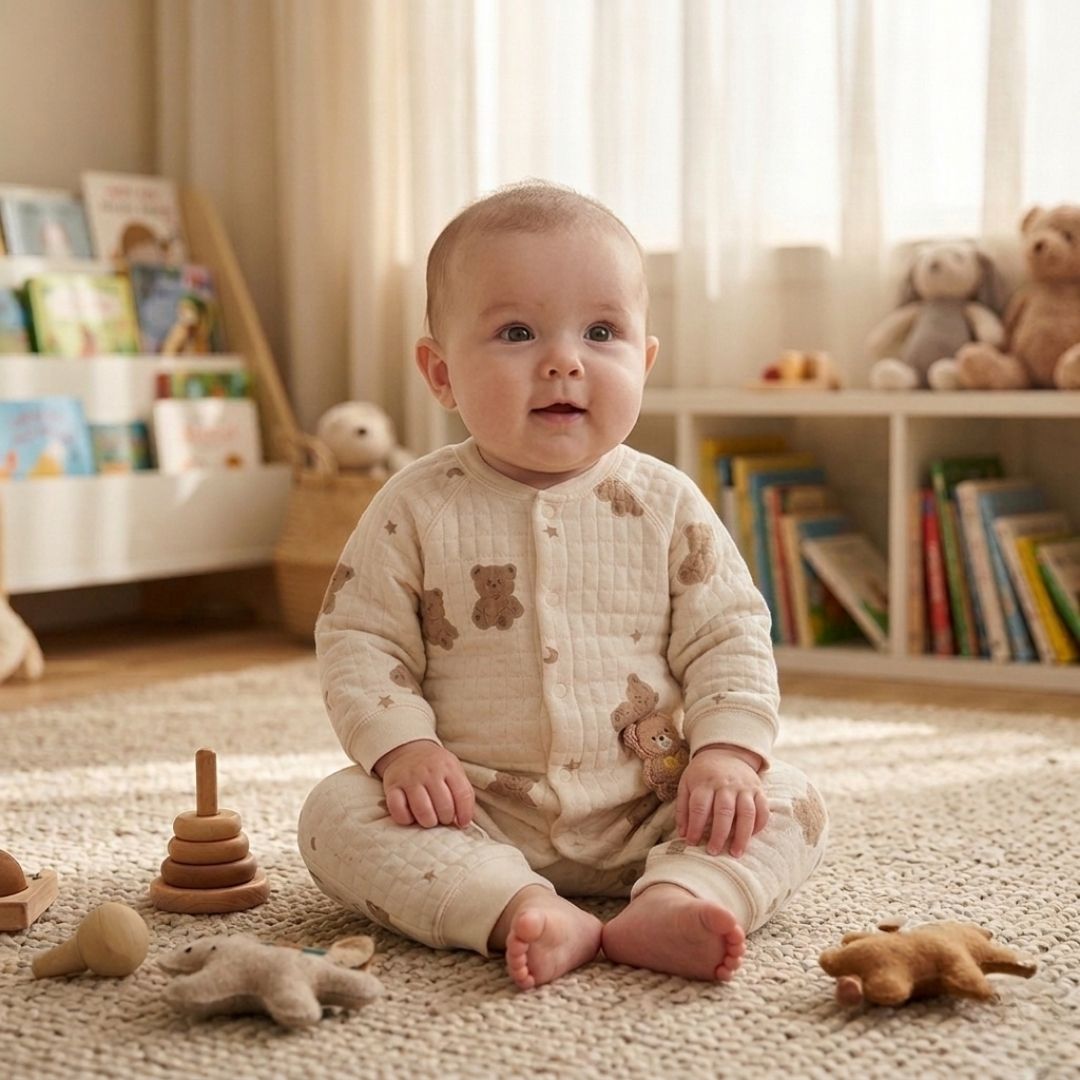 Soft Cotton Baby Romper – Adorable Bear Design