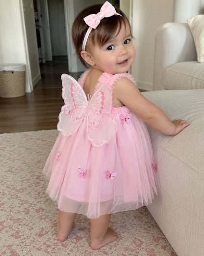 Toddler Girls Butterfly Birthday Dress – Magical Tulle Party Dress with Wings
