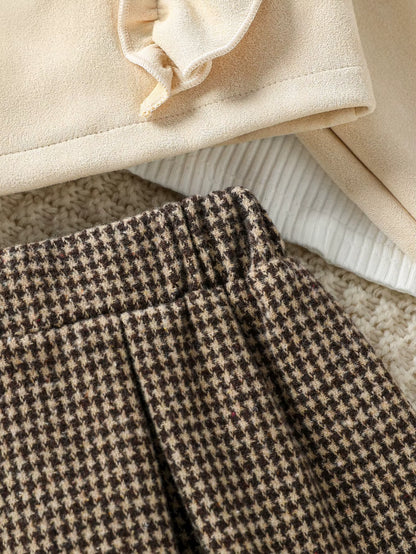 Girls' Clothing Set with Plaid Skirt