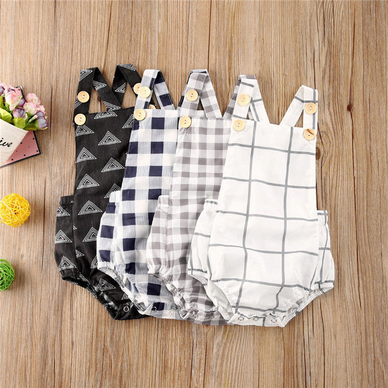 Patterned Flannel Sleeveless Bubble Romper – Cake Style