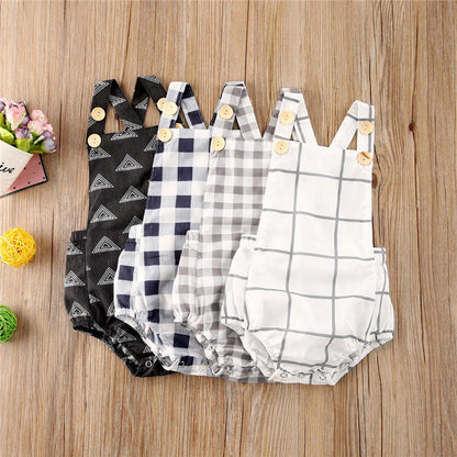 Patterned Flannel Sleeveless Bubble Romper – Cake Style