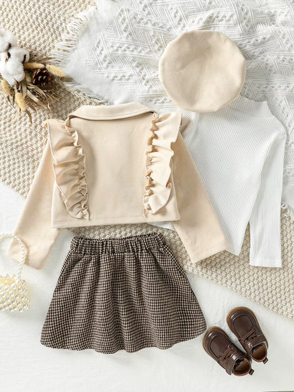 Girls' Clothing Set with Plaid Skirt