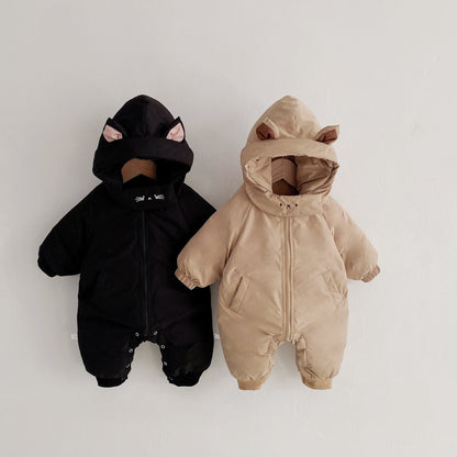 Baby Winter Jumpsuit – Thick Hooded Romper with Zipper