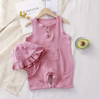 Unisex Baby Summer Romper with Matching Hat