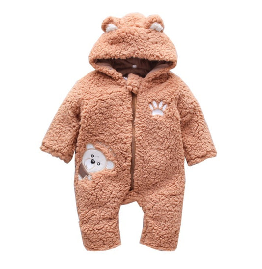 Baby Bear Fleece Romper – Hooded Winter Bodysuit