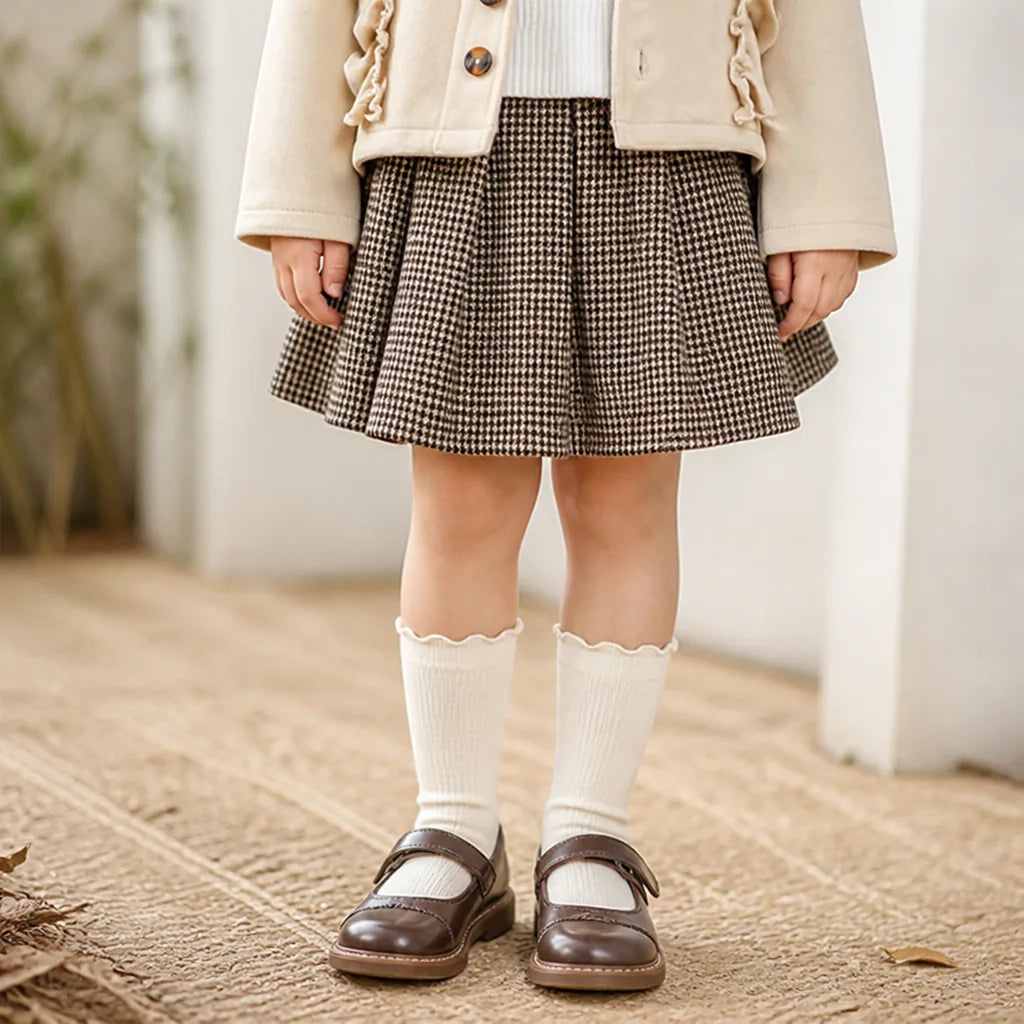 Girls' Clothing Set with Plaid Skirt